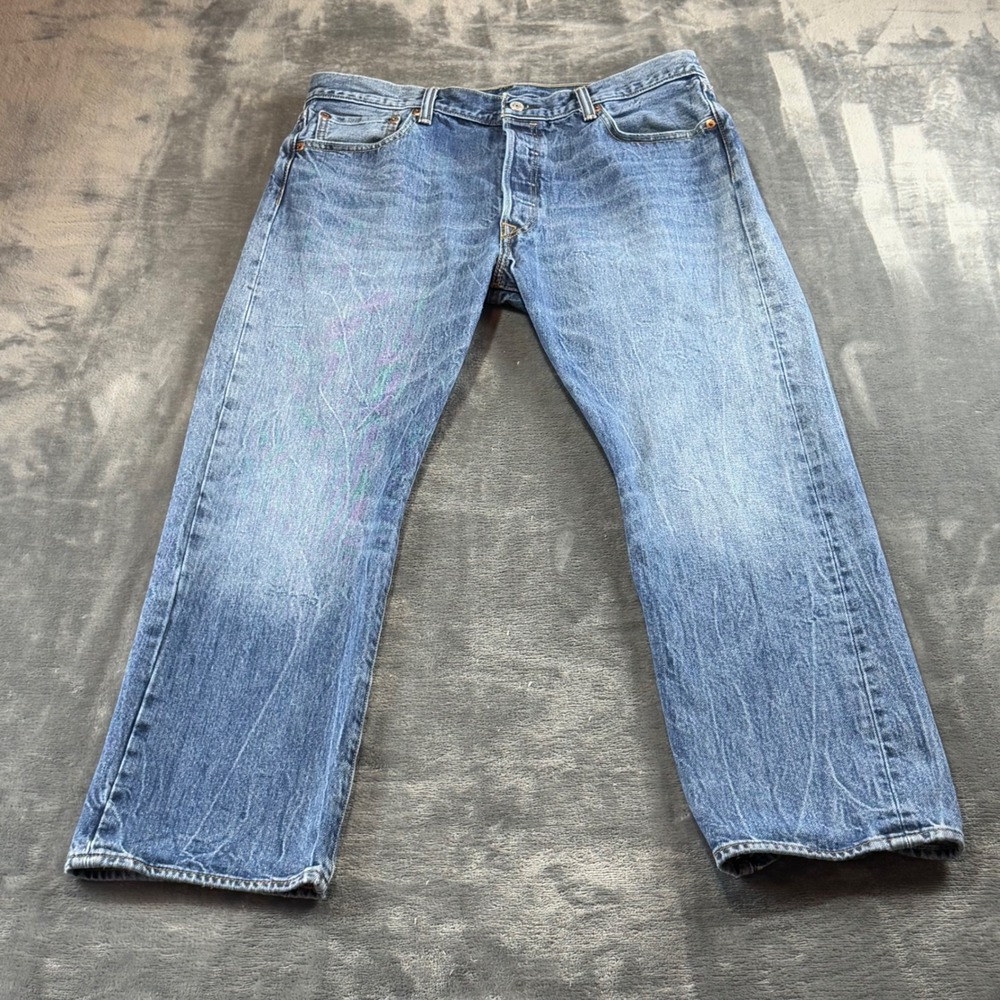 Levis 501 Original Fit Mens Jeans Medium Wash Blue Denim 36x29.5 Button Fly